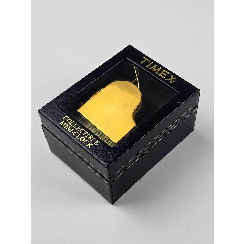 Timex quartz mini clock Desktop / Shelf grand Piano mint in box -needs battery
